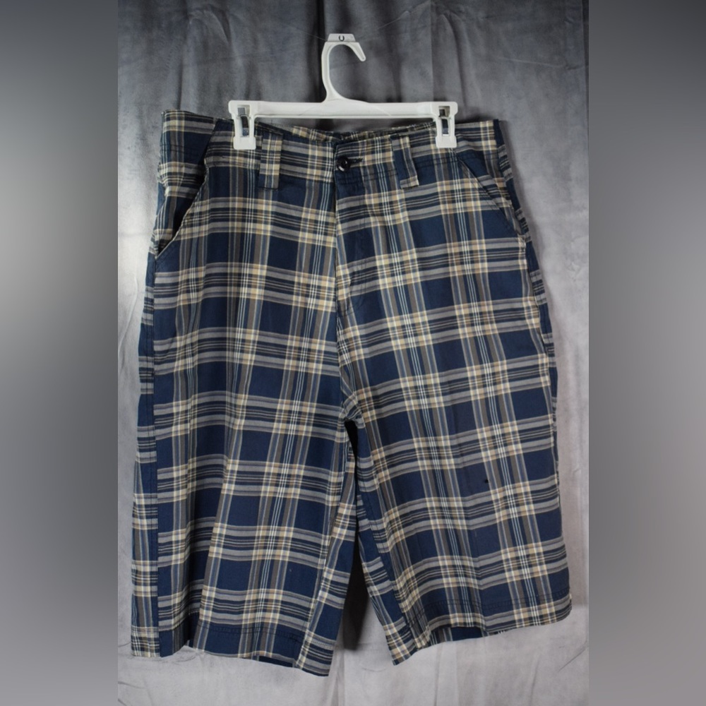 Vintage Bugle Boy Plaid Bermuda 90's Flat Front Shorts Size 38